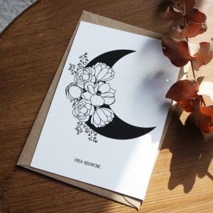 Carte postale "Lune fleurie" Noir