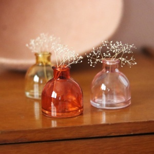 Trio de mini-vases en verre / Tons chauds