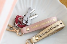 Porte-clés cuir Maman d'amour