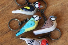 Portes-clés oiseaux en bois
