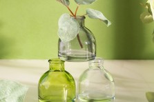 Trio de mini-vases en verre / Tons gris verts