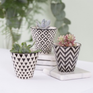 Set de 3 mini caches pots style géométrique