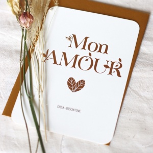 Carte postale "Mon amour" cuivrée