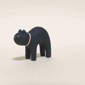 Figurine bois Chat noir