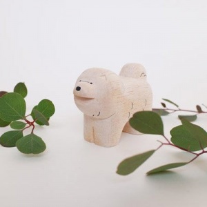 Figurine bois chien Chow Chow