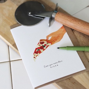 Carte double A6 - Love You Pizza