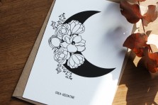 Carte postale "Lune fleurie" Noir