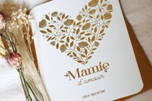 Carte postale "Mamie d'amour" dorée