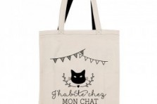 Tote bag Creabisontine  "J'habite chez mon chat"