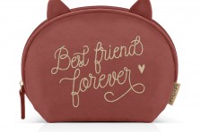 Trousse velours chat - Best friend forever / rose blush