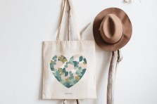 Sac cabas tote bag coeur fleuri