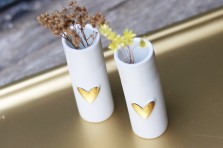Set de 2 mini-vases en porcelaine coeur