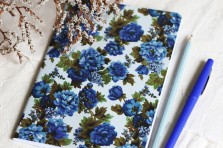 Carnet A5 fleurs vintage bleu