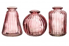 Set de 3 vases rose vintage