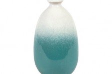 Vase émaillé turquoise et blanc